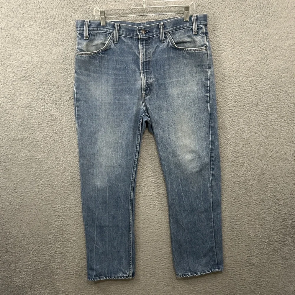 Vintage Levis Jeans Mens 38x30 Blue Denim 646 Bell Bottoms Flares 70s Orange Tab